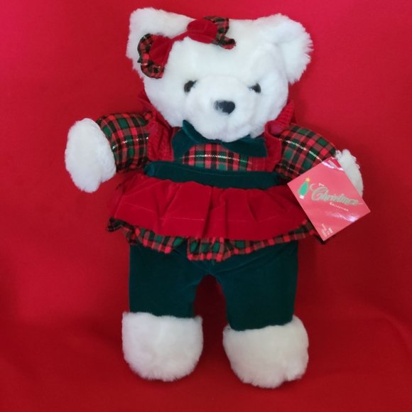 DanDee Christmas Teddy Girl  Plush Bear Soft Expressions 1995 - Picture 1 of 14